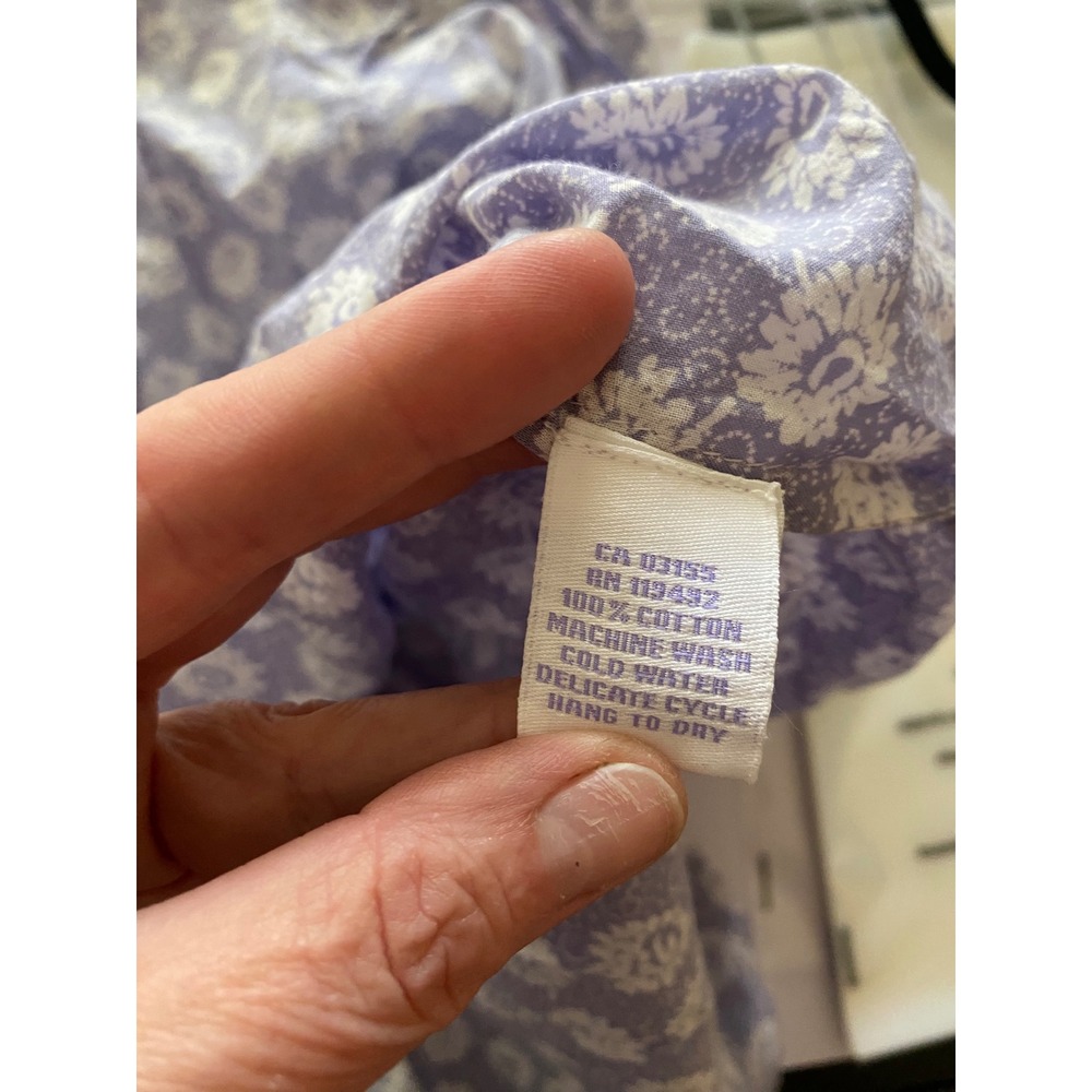 April Cornell Lavender Floral Cotton Lace Trim Midi Dress XL Pockets - Picture 7 of 7
